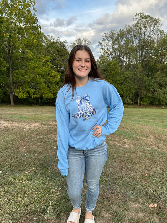 Blue Boots and Bows Crewneck