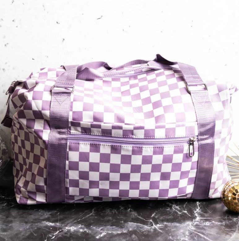 Checkered Print Weekender Bag