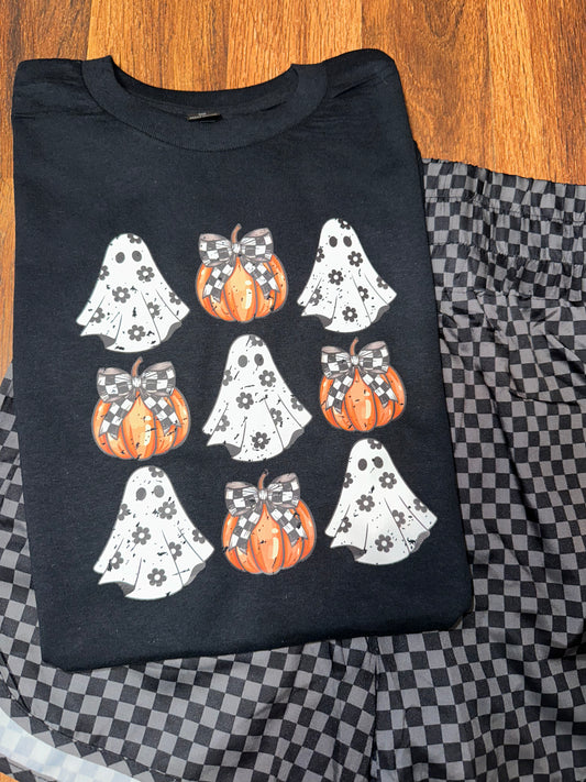 Checkered Halloween Graphic Tee