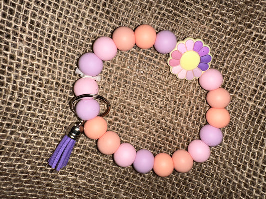 Pink Floral Keychain